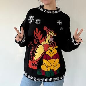 Vintage Winnie the Pooh Mockneck Knit Sweater Womens' Small